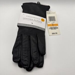 Small Charter Club Women's Touch of Cashmere Lining Leather Gloves In Black